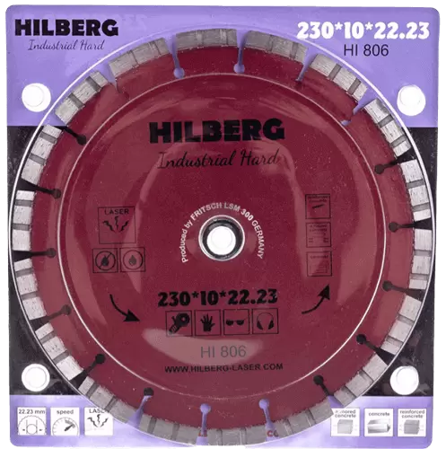 Алмазный диск по железобетону 230*22.23*10*3.2мм Industrial Hard Laser Hilberg HI806 - интернет-магазин «Стронг Инструмент» город Новосибирск