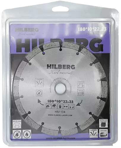 Алмазный диск по железобетону 180*22.23*10*2.4мм Hard Materials Laser Hilberg HM104 - интернет-магазин «Стронг Инструмент» город Новосибирск