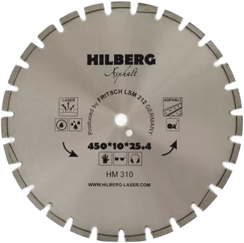 Алмазный диск по асфальту 450*25.4/12*10*3.6мм серия Laser Hilberg HM310 - интернет-магазин «Стронг Инструмент» город Новосибирск