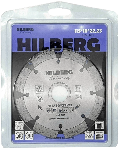 Алмазный диск по железобетону 115*22.23*10*2.0мм Hard Materials Laser Hilberg HM101 - интернет-магазин «Стронг Инструмент» город Новосибирск
