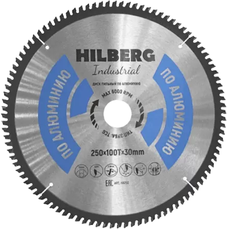 Пильный диск по алюминию 250*30*Т100 Industrial Hilberg HA250 - интернет-магазин «Стронг Инструмент» город Новосибирск