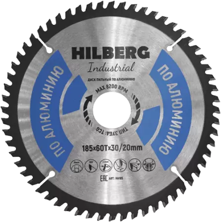 Пильный диск по алюминию 185*30/20*Т60 Industrial Hilberg HA185 - интернет-магазин «Стронг Инструмент» город Новосибирск
