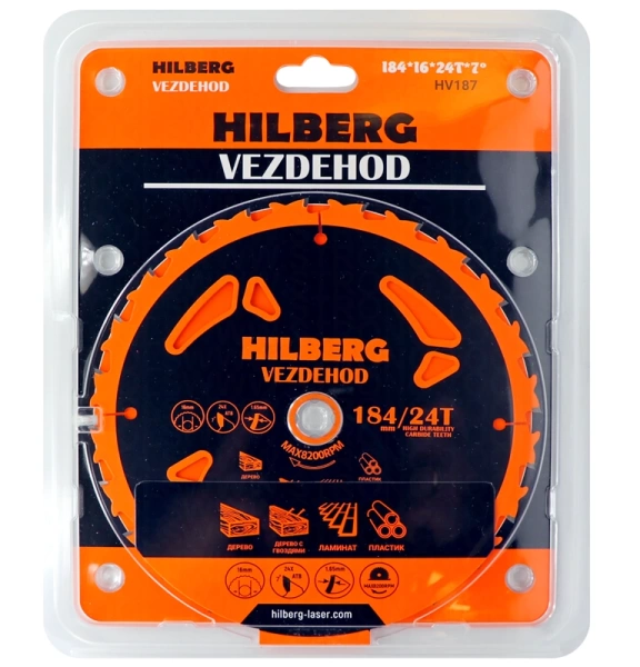 Универсальный пильный диск 184*16*24Т Vezdehod Hilberg HV187 - интернет-магазин «Стронг Инструмент» город Новосибирск