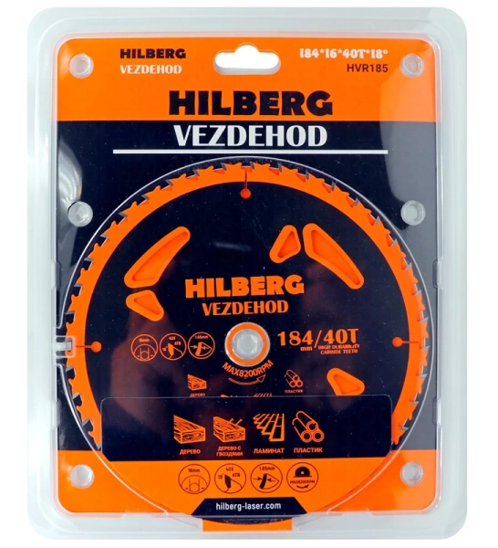 Универсальный пильный диск 184*16*40Т (reverse) Vezdehod Hilberg HVR185 - интернет-магазин «Стронг Инструмент» город Новосибирск