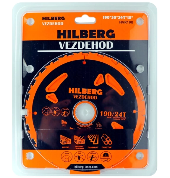 Универсальный пильный диск 190*30*24Т (reverse) Vezdehod Hilberg HVR190 - интернет-магазин «Стронг Инструмент» город Новосибирск